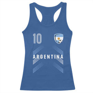 Argentina Soccer Sports Graphic Number 10 Jersey Style Racerback Tank Top Proud Argentine Football Fans Game Day Pride