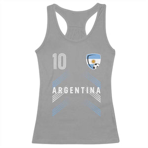Argentina Soccer Sports Graphic Number 10 Jersey Style Racerback Tank Top Proud Argentine Football Fans Game Day Pride