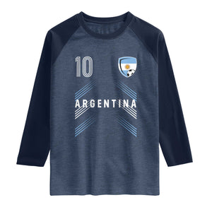 Argentina Soccer Sports Graphic Number 10 Jersey Style Raglan Shirt Proud Argentine Football Fans Game Day Pride