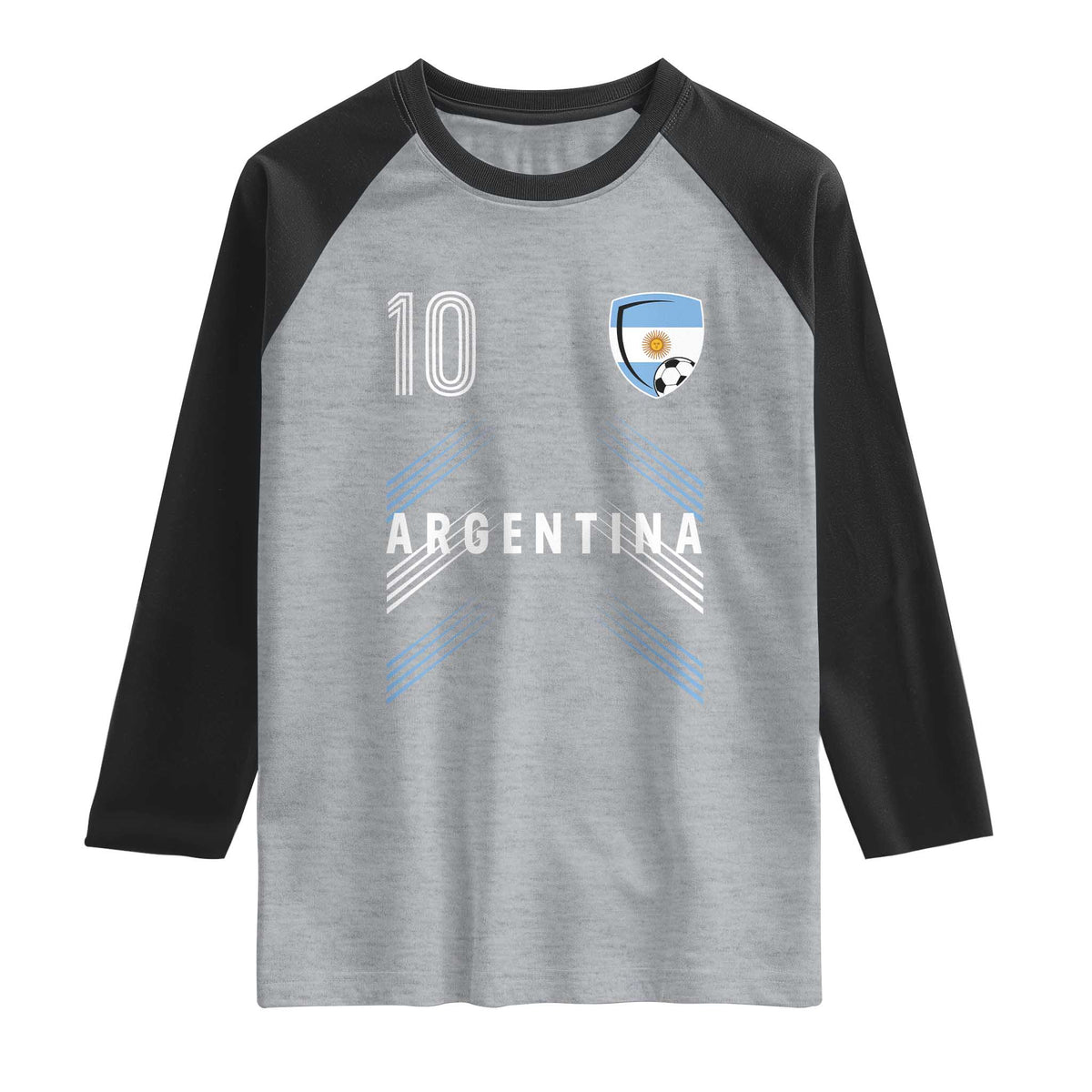 Argentina Soccer Sports Graphic Number 10 Jersey Style Raglan Shirt Proud Argentine Football Fans Game Day Pride