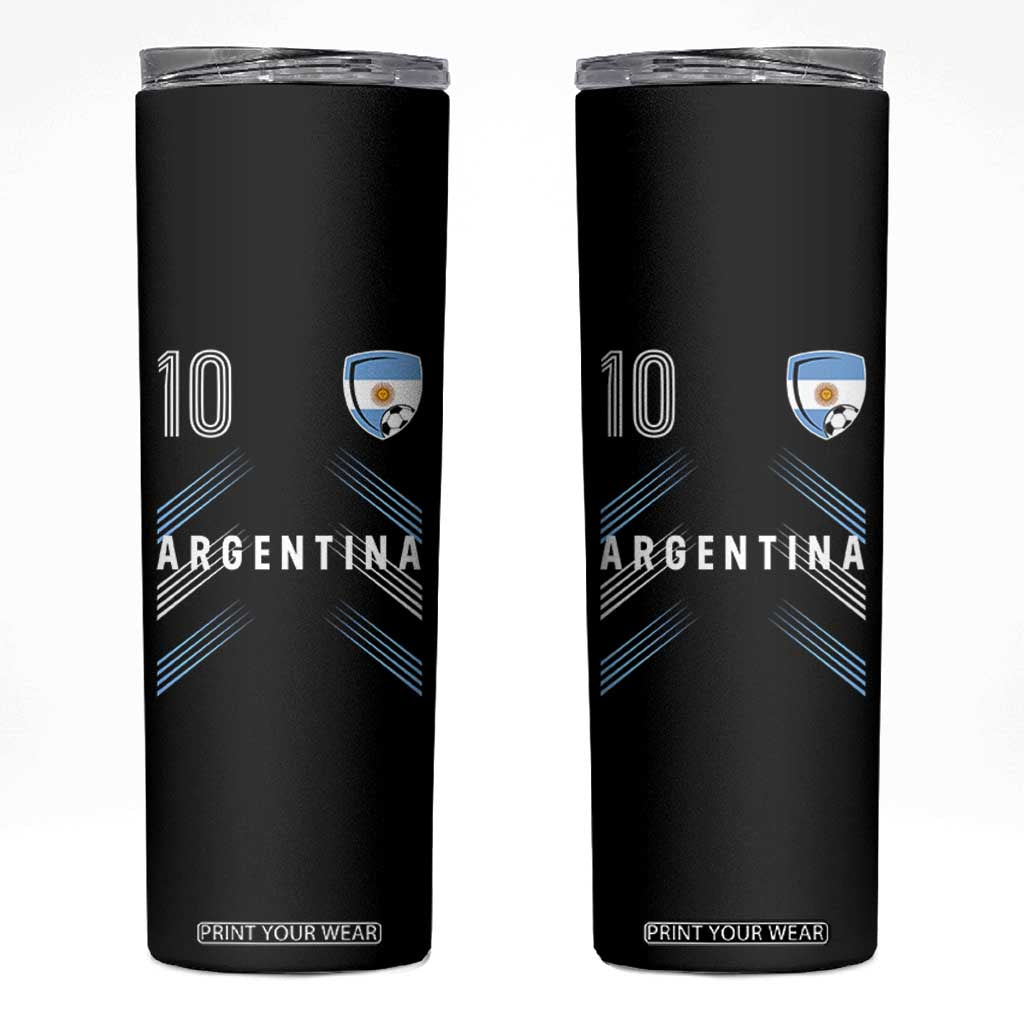 Argentina Soccer Sports Graphic Number 10 Jersey Style Skinny Tumbler Proud Argentine Football Fans Game Day Pride