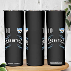 Argentina Soccer Sports Graphic Number 10 Jersey Style Skinny Tumbler Proud Argentine Football Fans Game Day Pride