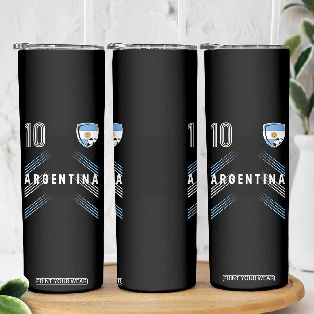 Argentina Soccer Sports Graphic Number 10 Jersey Style Skinny Tumbler Proud Argentine Football Fans Game Day Pride