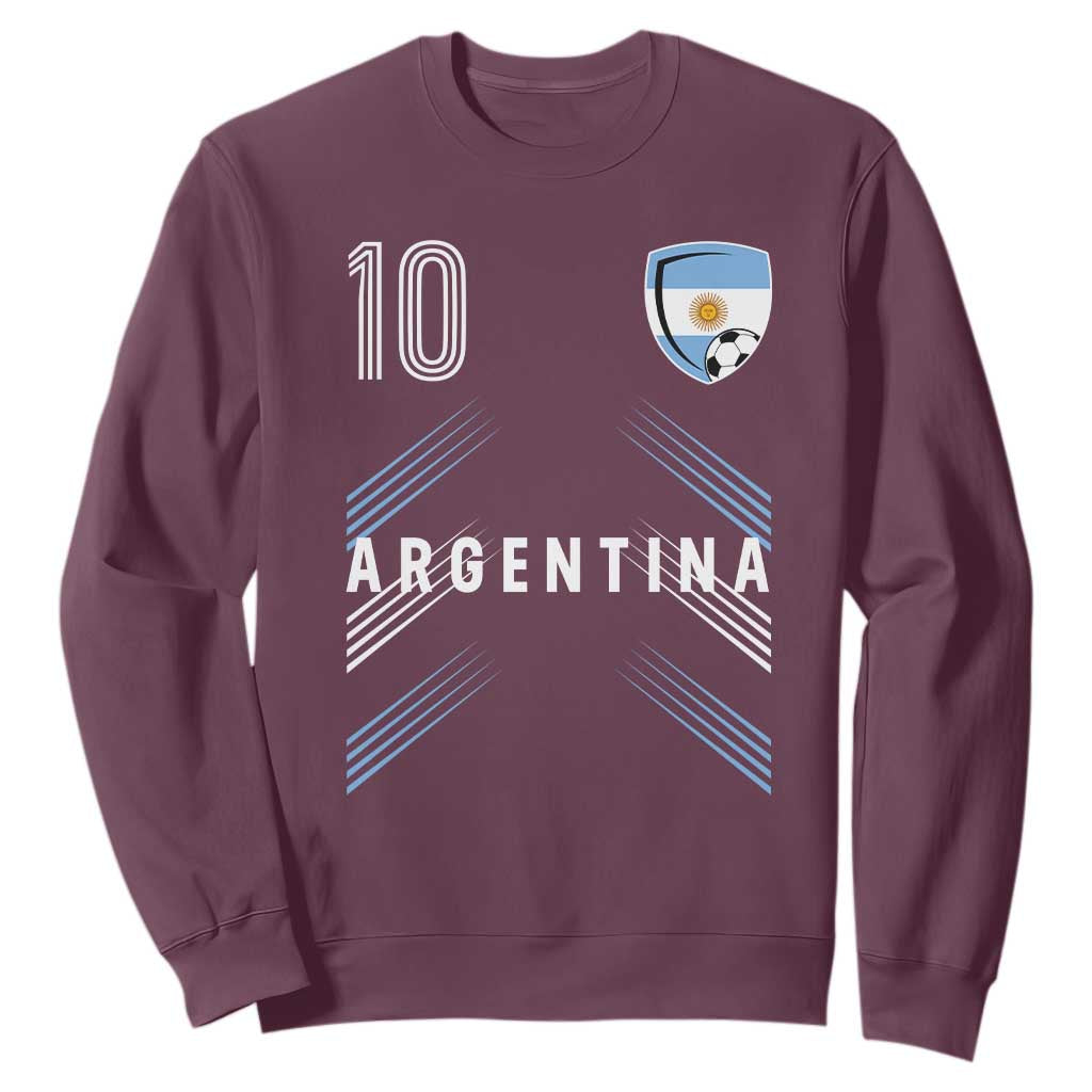 Argentina Soccer Sports Graphic Number 10 Jersey Style Sweatshirt Proud Argentine Football Fans Game Day Pride