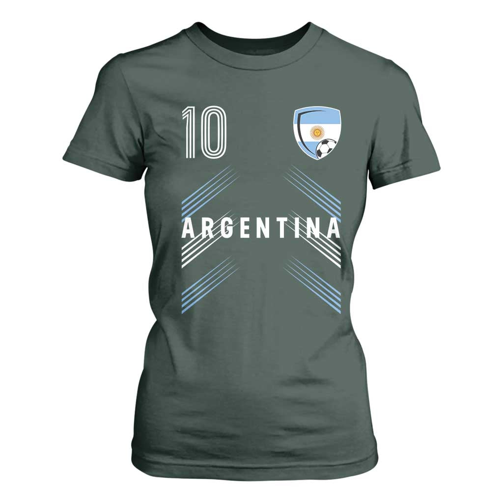 Argentina Soccer Sports Graphic Number 10 Jersey Style T Shirt For Women Proud Argentine Football Fans Game Day Pride