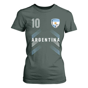 Argentina Soccer Sports Graphic Number 10 Jersey Style T Shirt For Women Proud Argentine Football Fans Game Day Pride