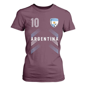 Argentina Soccer Sports Graphic Number 10 Jersey Style T Shirt For Women Proud Argentine Football Fans Game Day Pride