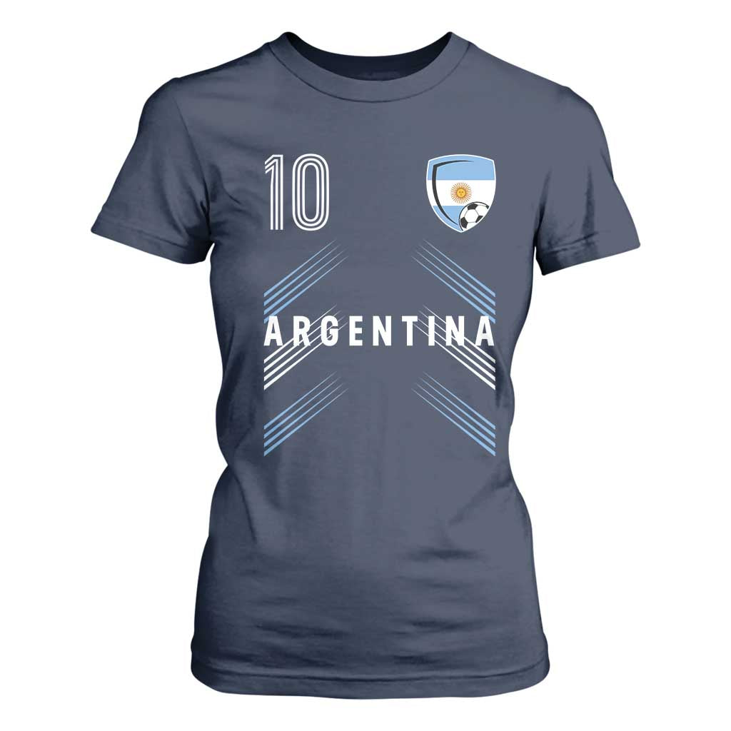 Argentina Soccer Sports Graphic Number 10 Jersey Style T Shirt For Women Proud Argentine Football Fans Game Day Pride