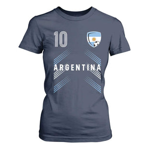 Argentina Soccer Sports Graphic Number 10 Jersey Style T Shirt For Women Proud Argentine Football Fans Game Day Pride