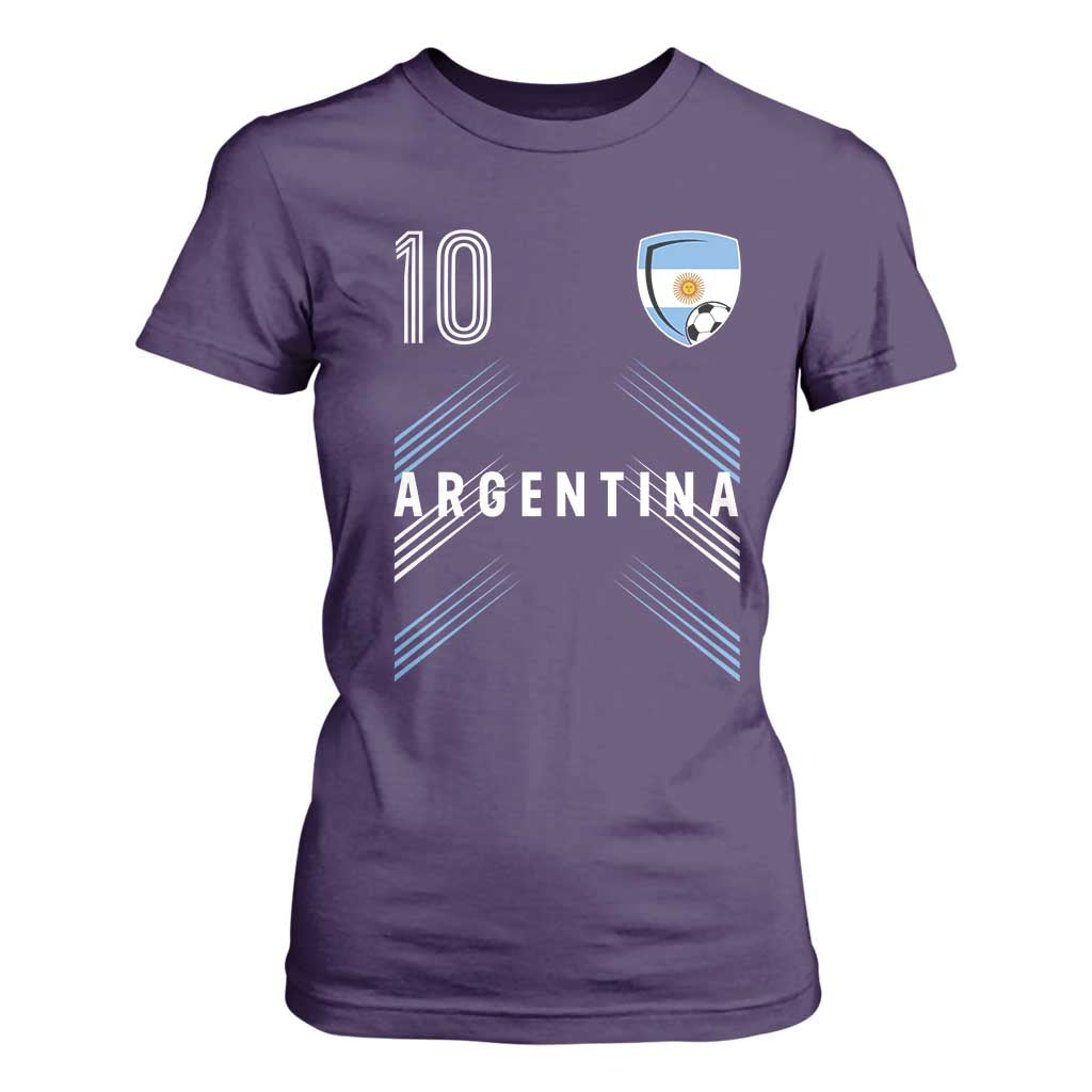 Argentina Soccer Sports Graphic Number 10 Jersey Style T Shirt For Women Proud Argentine Football Fans Game Day Pride