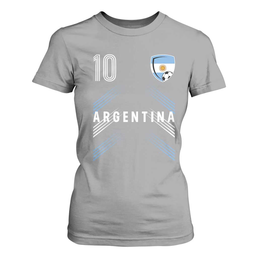 Argentina Soccer Sports Graphic Number 10 Jersey Style T Shirt For Women Proud Argentine Football Fans Game Day Pride
