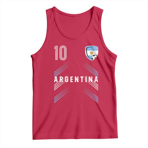 Argentina Soccer Sports Graphic Number 10 Jersey Style Tank Top Proud Argentine Football Fans Game Day Pride