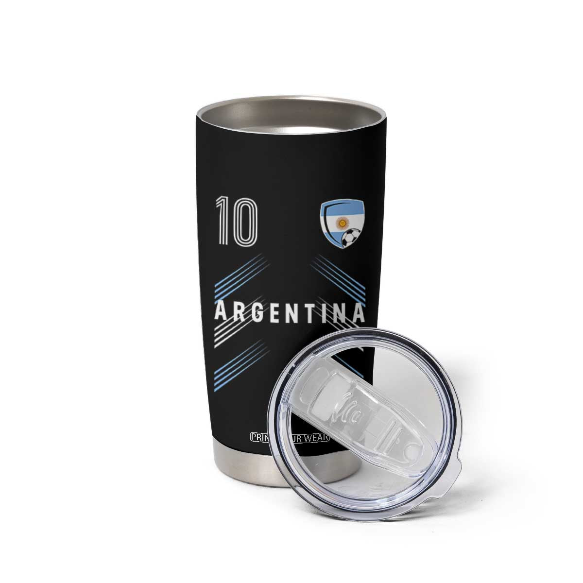Argentina Soccer Sports Graphic Number 10 Jersey Style Tumbler Cup Proud Argentine Football Fans Game Day Pride