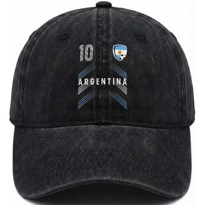 Argentina Soccer Sports Graphic Number 10 Jersey Style Washed Cotton Baseball Cap Proud Argentine Football Fans Game Day Pride