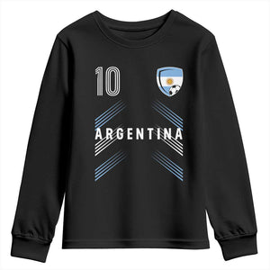 Argentina Soccer Sports Graphic Number 10 Jersey Style Youth Sweatshirt Proud Argentine Football Fans Game Day Pride