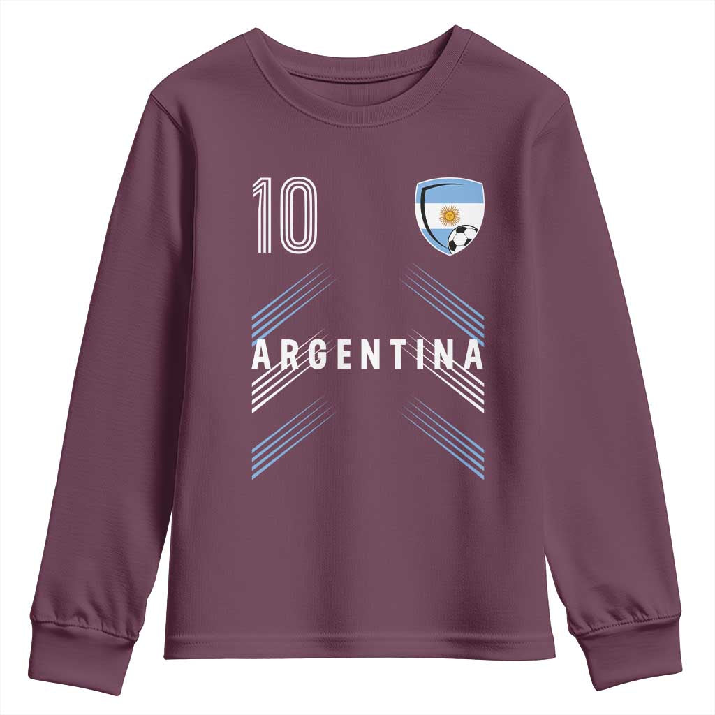 Argentina Soccer Sports Graphic Number 10 Jersey Style Youth Sweatshirt Proud Argentine Football Fans Game Day Pride