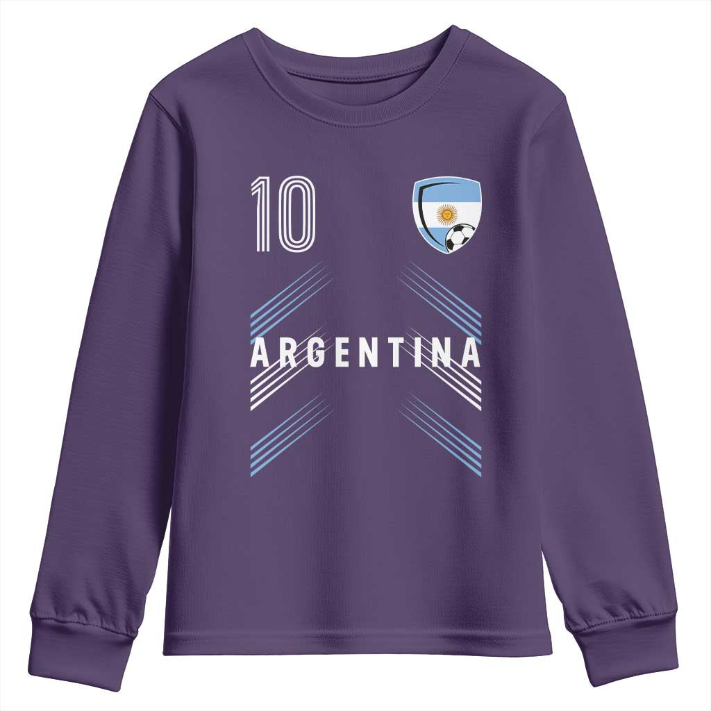 Argentina Soccer Sports Graphic Number 10 Jersey Style Youth Sweatshirt Proud Argentine Football Fans Game Day Pride