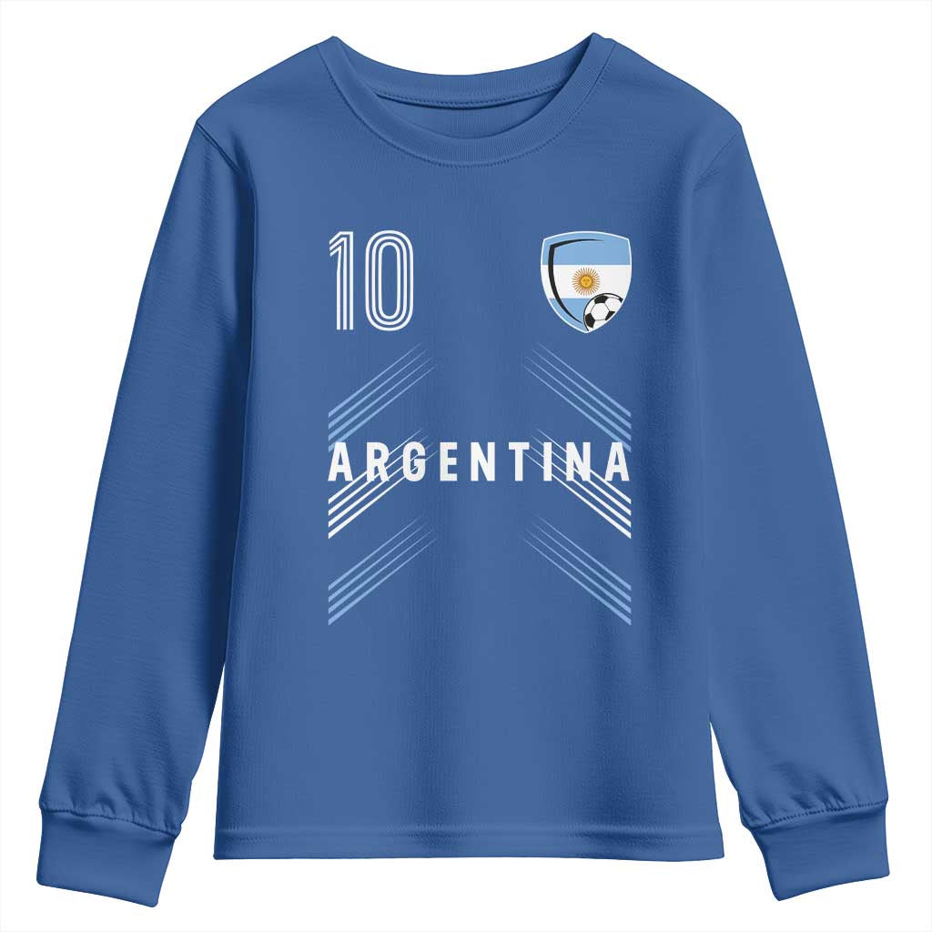 Argentina Soccer Sports Graphic Number 10 Jersey Style Youth Sweatshirt Proud Argentine Football Fans Game Day Pride