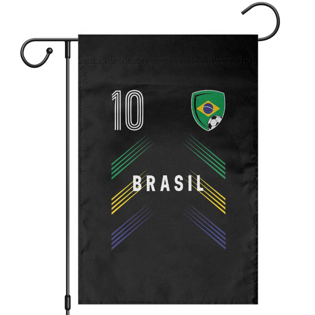 Brasil Number 10 Soccer Shield Graphic Jersey Style Garden Flag Retro Futbol Football Fans Sports Lover