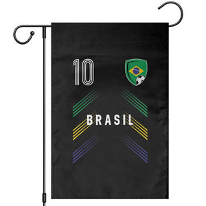 Brasil Number 10 Soccer Shield Graphic Jersey Style Garden Flag Retro Futbol Football Fans Sports Lover