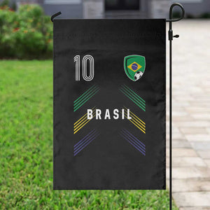 Brasil Number 10 Soccer Shield Graphic Jersey Style Garden Flag Retro Futbol Football Fans Sports Lover