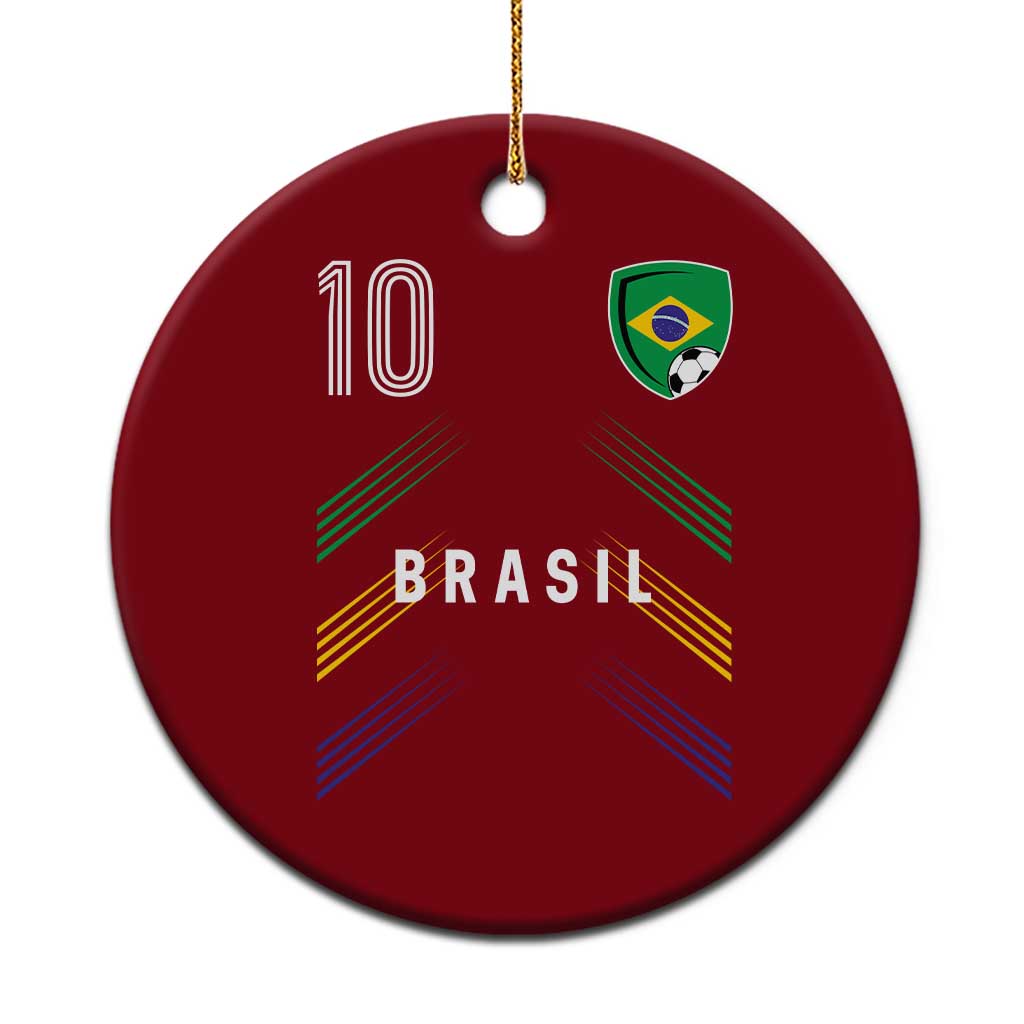 Brasil Number 10 Soccer Shield Graphic Jersey Style Ceramic Ornament Retro Futbol Football Fans Sports Lover TS02 1pc Red Print Your Wear