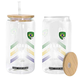 Brasil Number 10 Soccer Shield Graphic Jersey Style Glass Can Retro Futbol Football Fans Sports Lover