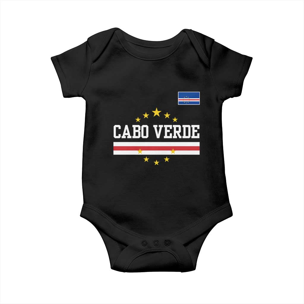 Cabo Verde Athletic Varsity Style Baby Onesie Cape Verde Flag Stars National Pride TS02 Black Print Your Wear