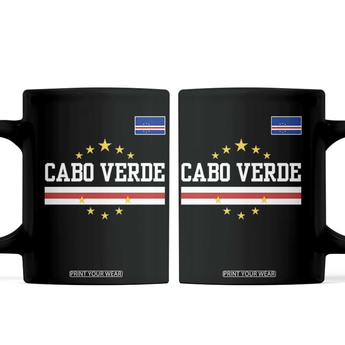 Cabo Verde Athletic Varsity Style Coffee Mug Cape Verde Flag Stars National Pride