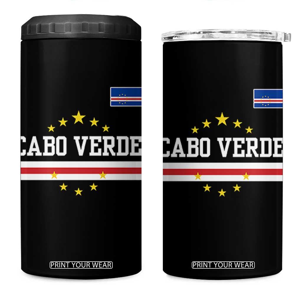 Cabo Verde Athletic Varsity Style 4 in 1 Can Cooler Tumbler Cape Verde Flag Stars National Pride