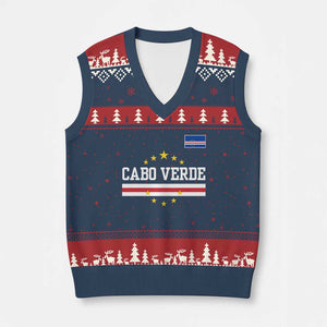 Cabo Verde Athletic Varsity Style V-Neck Knit Sweater Vest Cape Verde Flag Stars National Pride