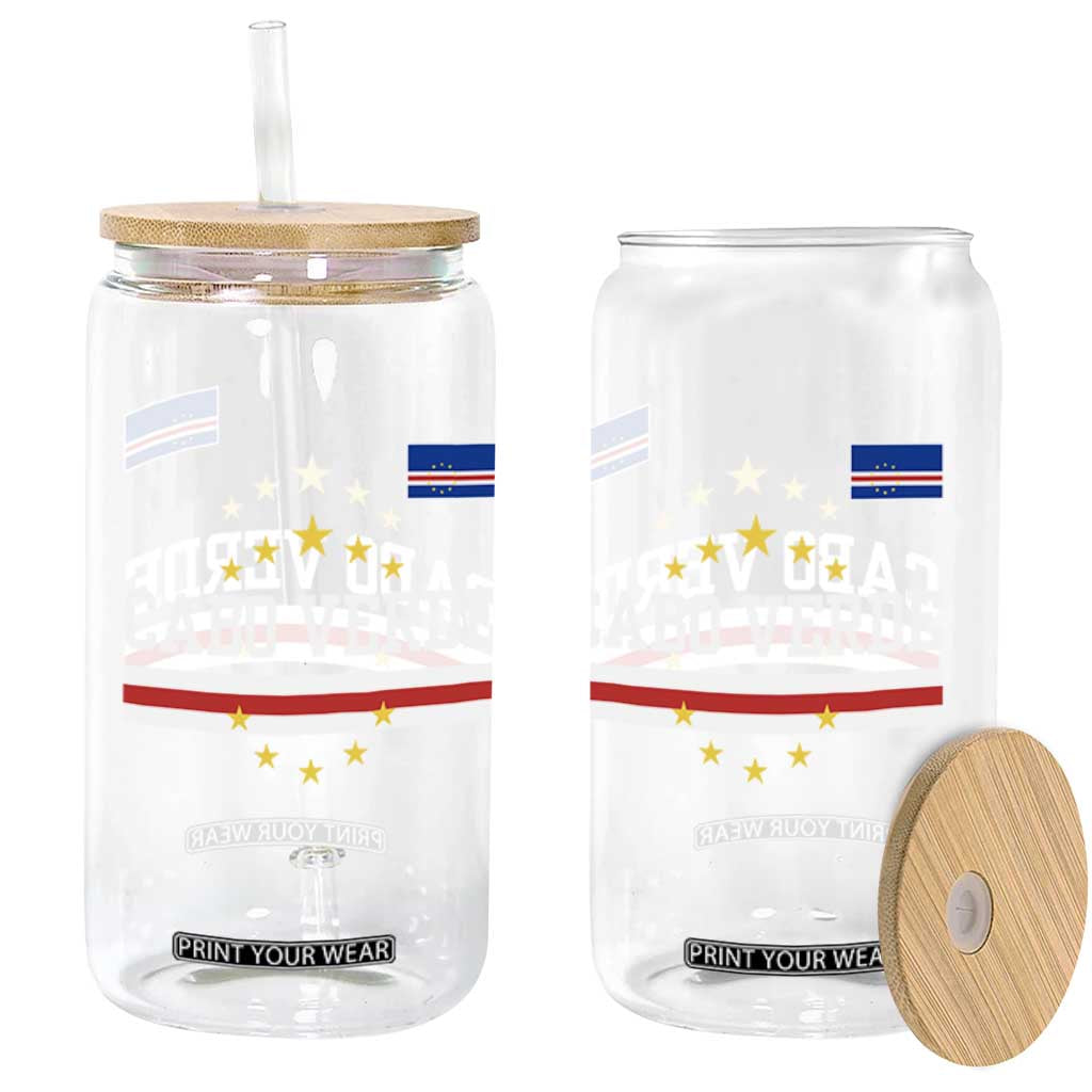 Cabo Verde Athletic Varsity Style Glass Can Cape Verde Flag Stars National Pride