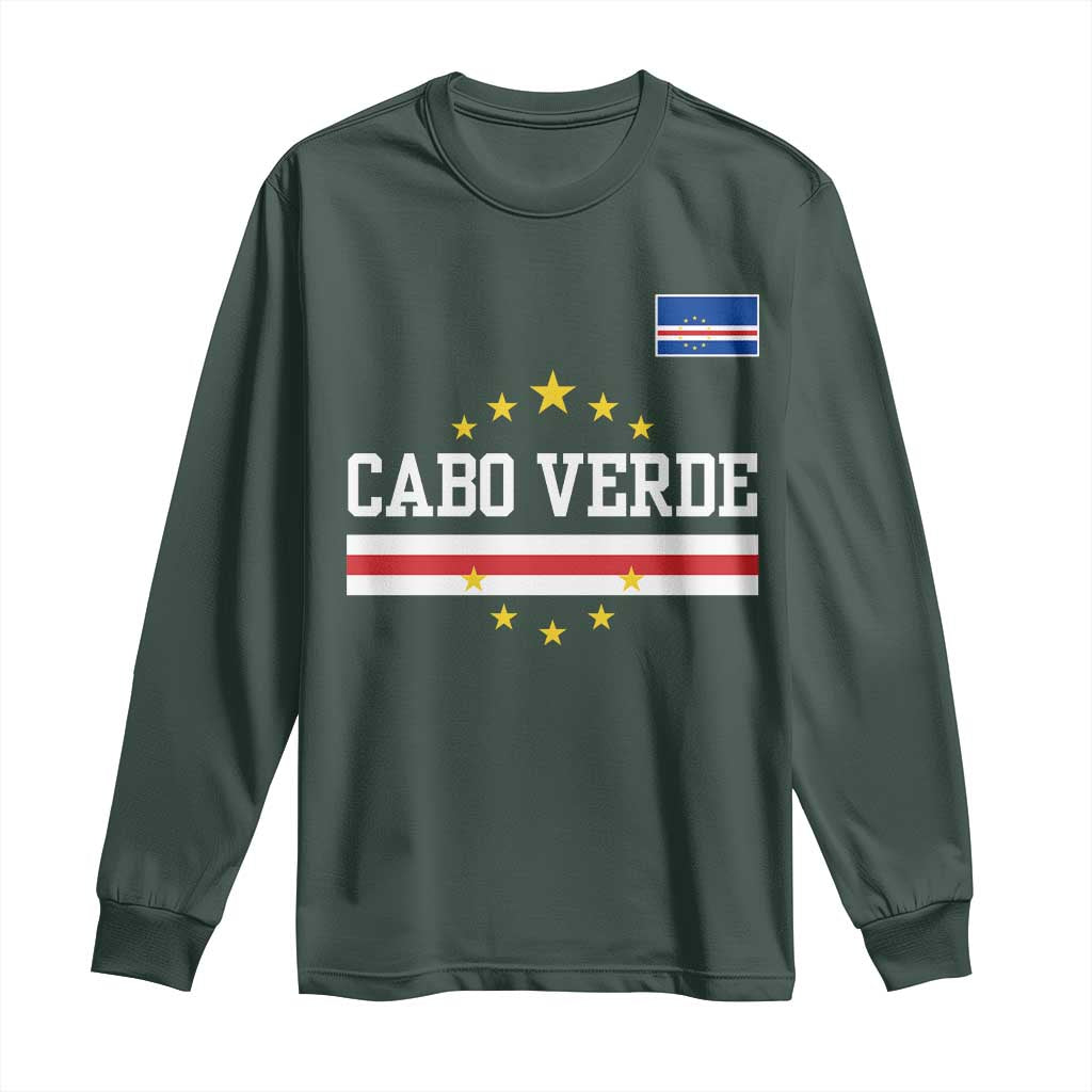 Cabo Verde Athletic Varsity Style Long Sleeve Shirt Cape Verde Flag Stars National Pride