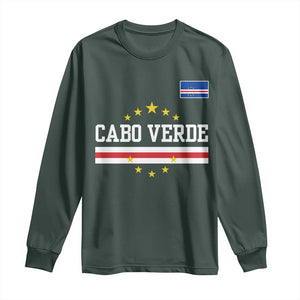 Cabo Verde Athletic Varsity Style Long Sleeve Shirt Cape Verde Flag Stars National Pride