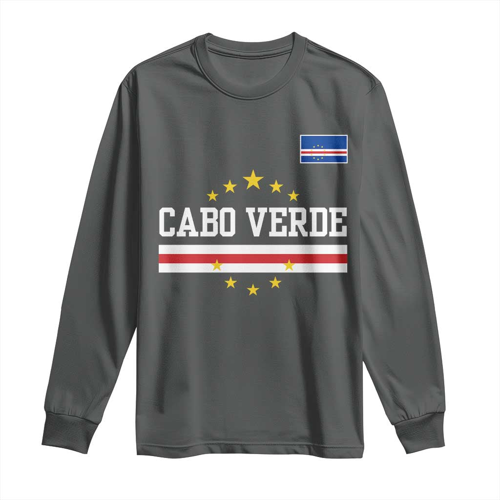 Cabo Verde Athletic Varsity Style Long Sleeve Shirt Cape Verde Flag Stars National Pride