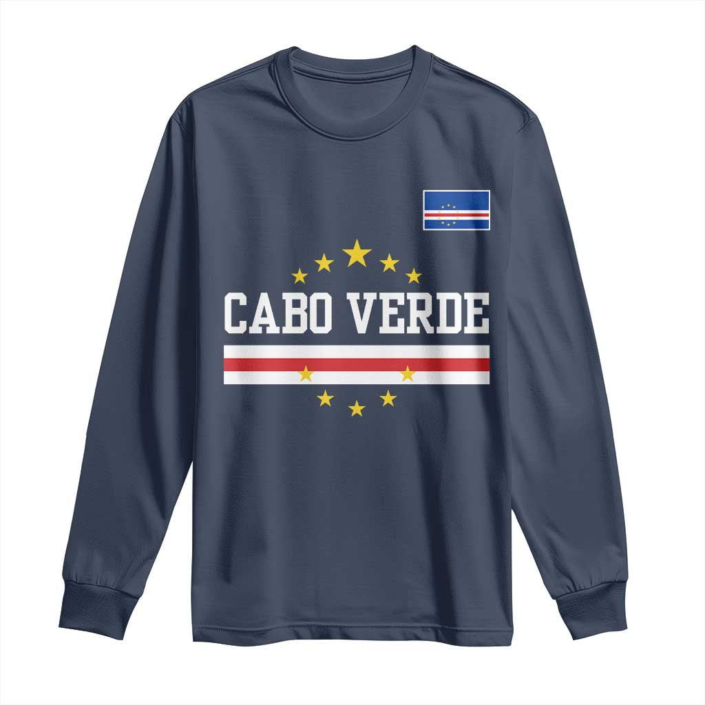Cabo Verde Athletic Varsity Style Long Sleeve Shirt Cape Verde Flag Stars National Pride
