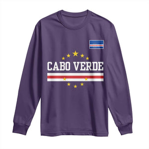 Cabo Verde Athletic Varsity Style Long Sleeve Shirt Cape Verde Flag Stars National Pride