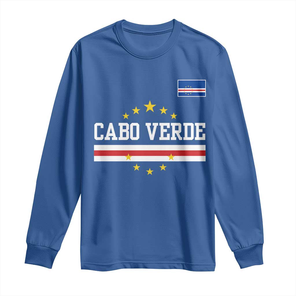 Cabo Verde Athletic Varsity Style Long Sleeve Shirt Cape Verde Flag Stars National Pride