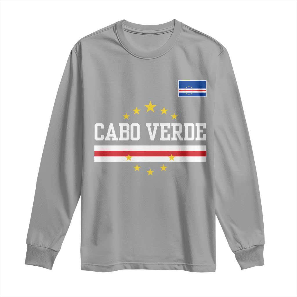 Cabo Verde Athletic Varsity Style Long Sleeve Shirt Cape Verde Flag Stars National Pride