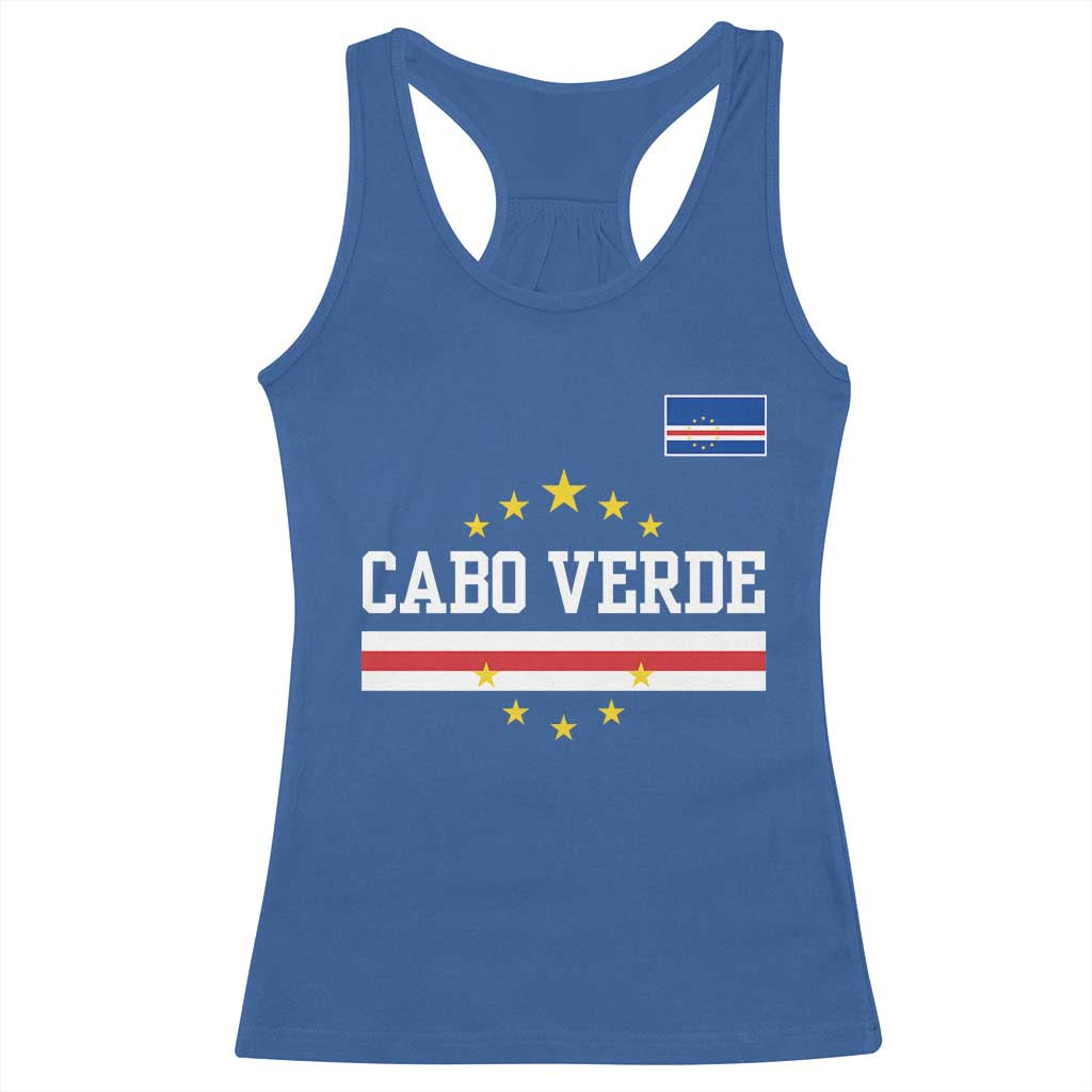Cabo Verde Athletic Varsity Style Racerback Tank Top Cape Verde Flag Stars National Pride