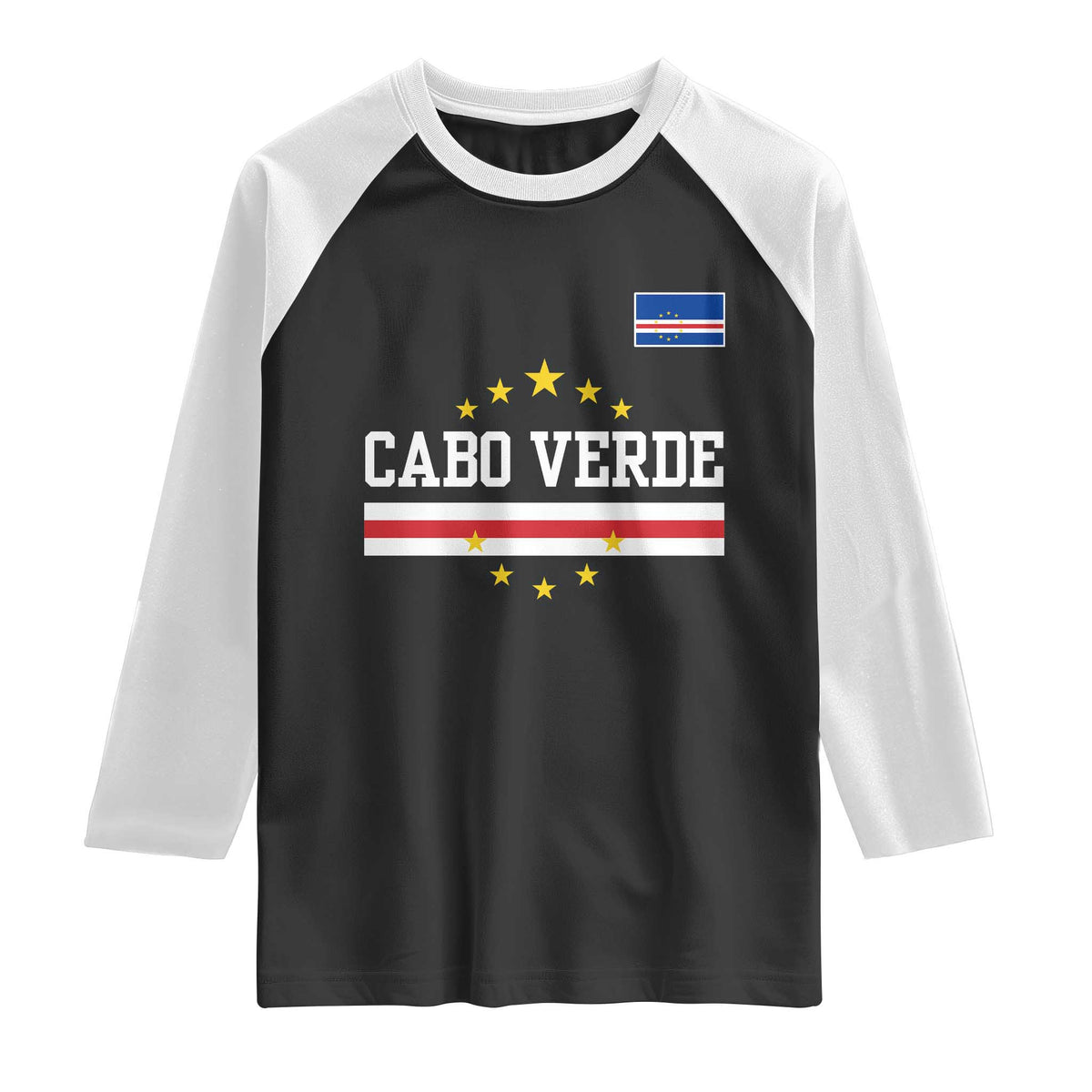 Cabo Verde Athletic Varsity Style Raglan Shirt Cape Verde Flag Stars National Pride