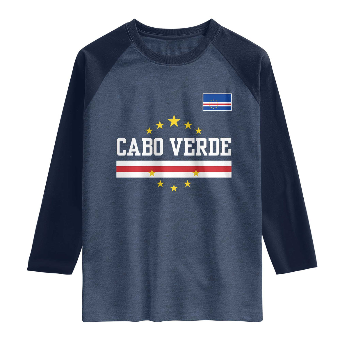 Cabo Verde Athletic Varsity Style Raglan Shirt Cape Verde Flag Stars National Pride