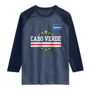Cabo Verde Athletic Varsity Style Raglan Shirt Cape Verde Flag Stars National Pride