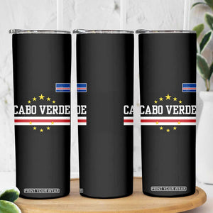 Cabo Verde Athletic Varsity Style Skinny Tumbler Cape Verde Flag Stars National Pride