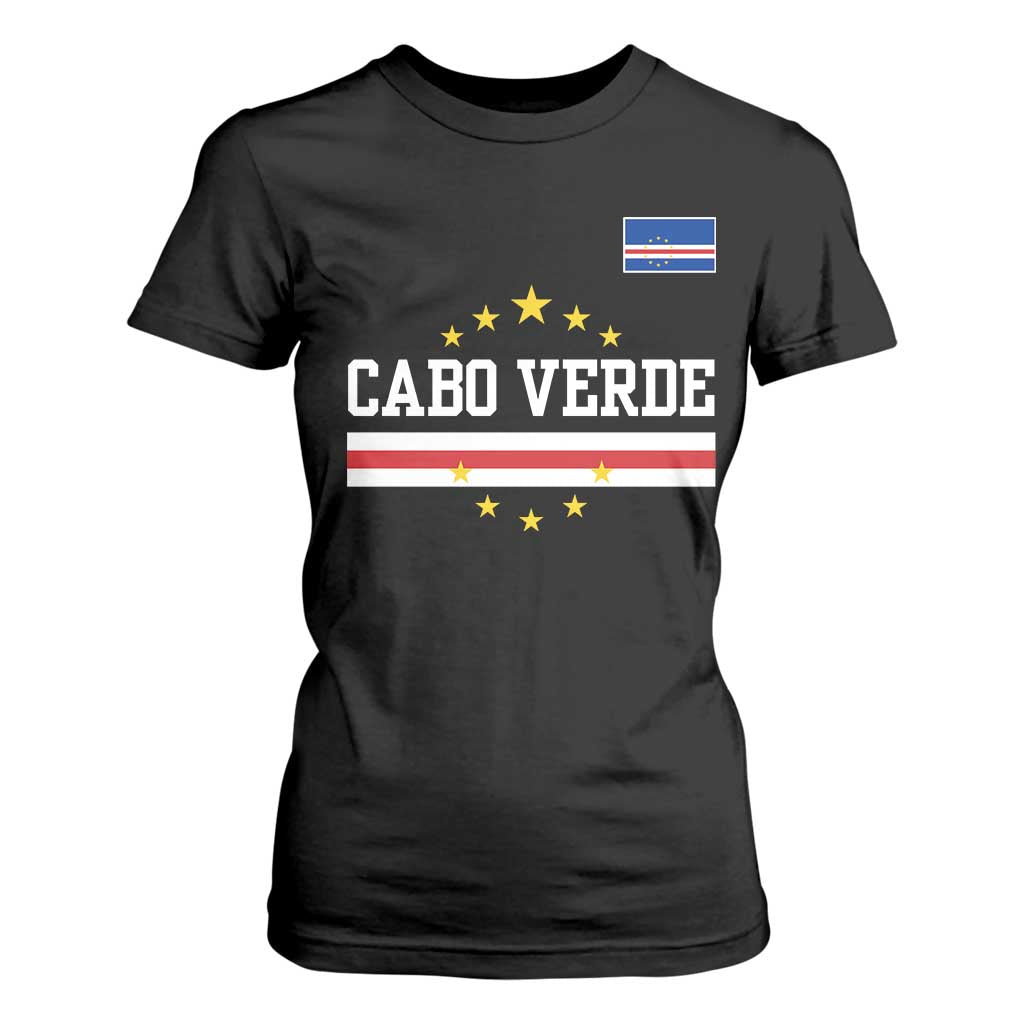 Cabo Verde Athletic Varsity Style T Shirt For Women Cape Verde Flag Stars National Pride TS02 Black Print Your Wear