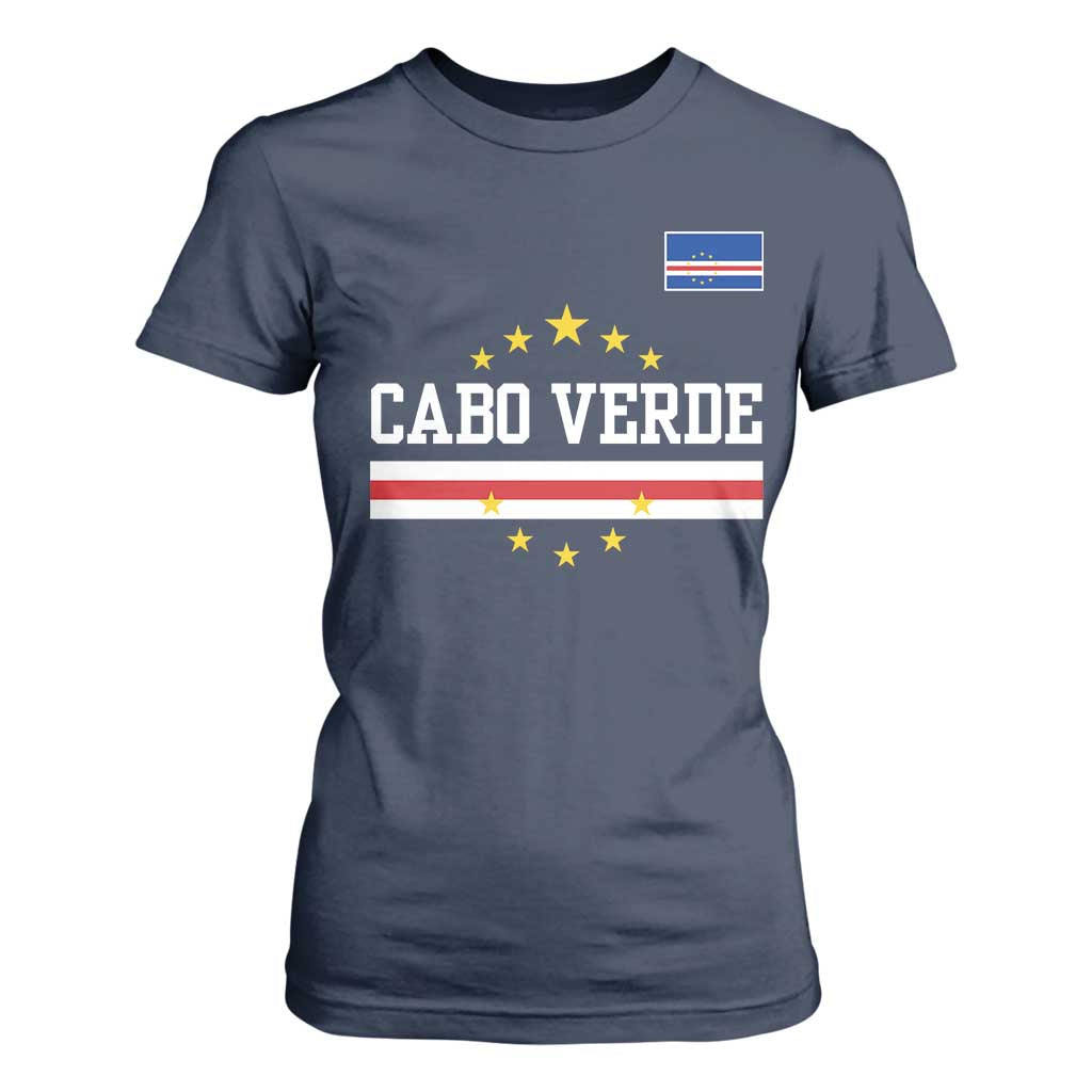 Cabo Verde Athletic Varsity Style T Shirt For Women Cape Verde Flag Stars National Pride