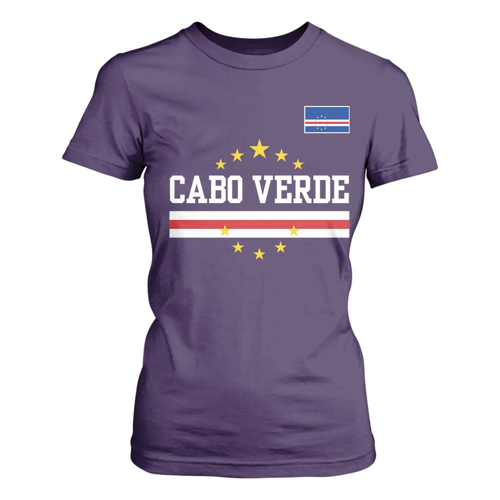 Cabo Verde Athletic Varsity Style T Shirt For Women Cape Verde Flag Stars National Pride