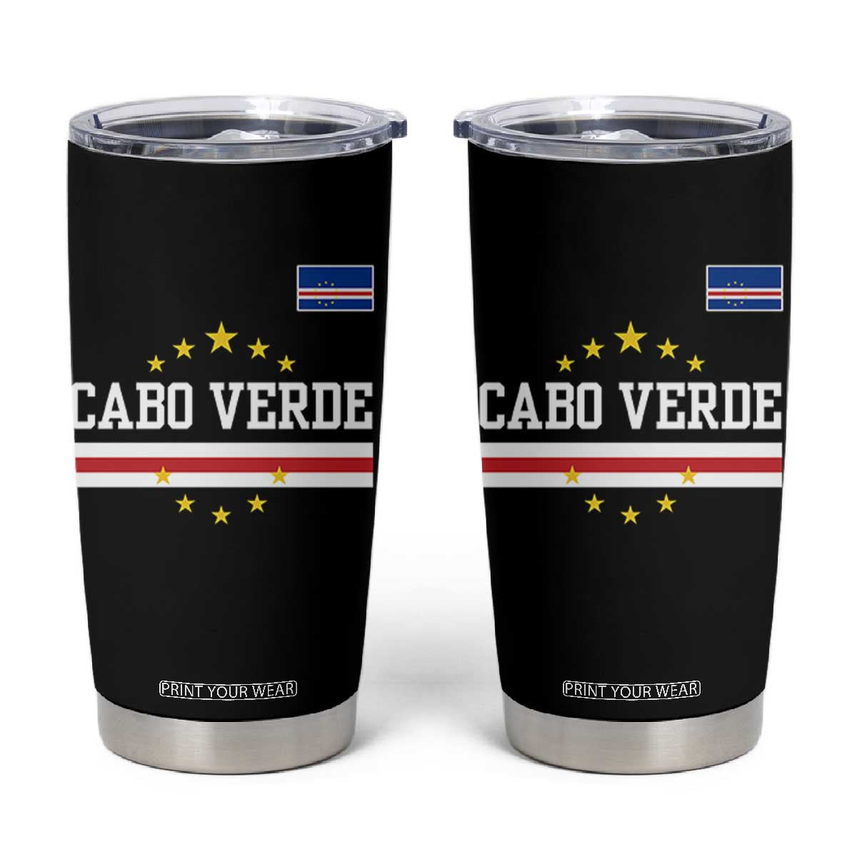 Cabo Verde Athletic Varsity Style Tumbler Cup Cape Verde Flag Stars National Pride
