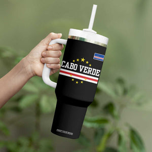 Cabo Verde Athletic Varsity Style Tumbler With Handle Cape Verde Flag Stars National Pride
