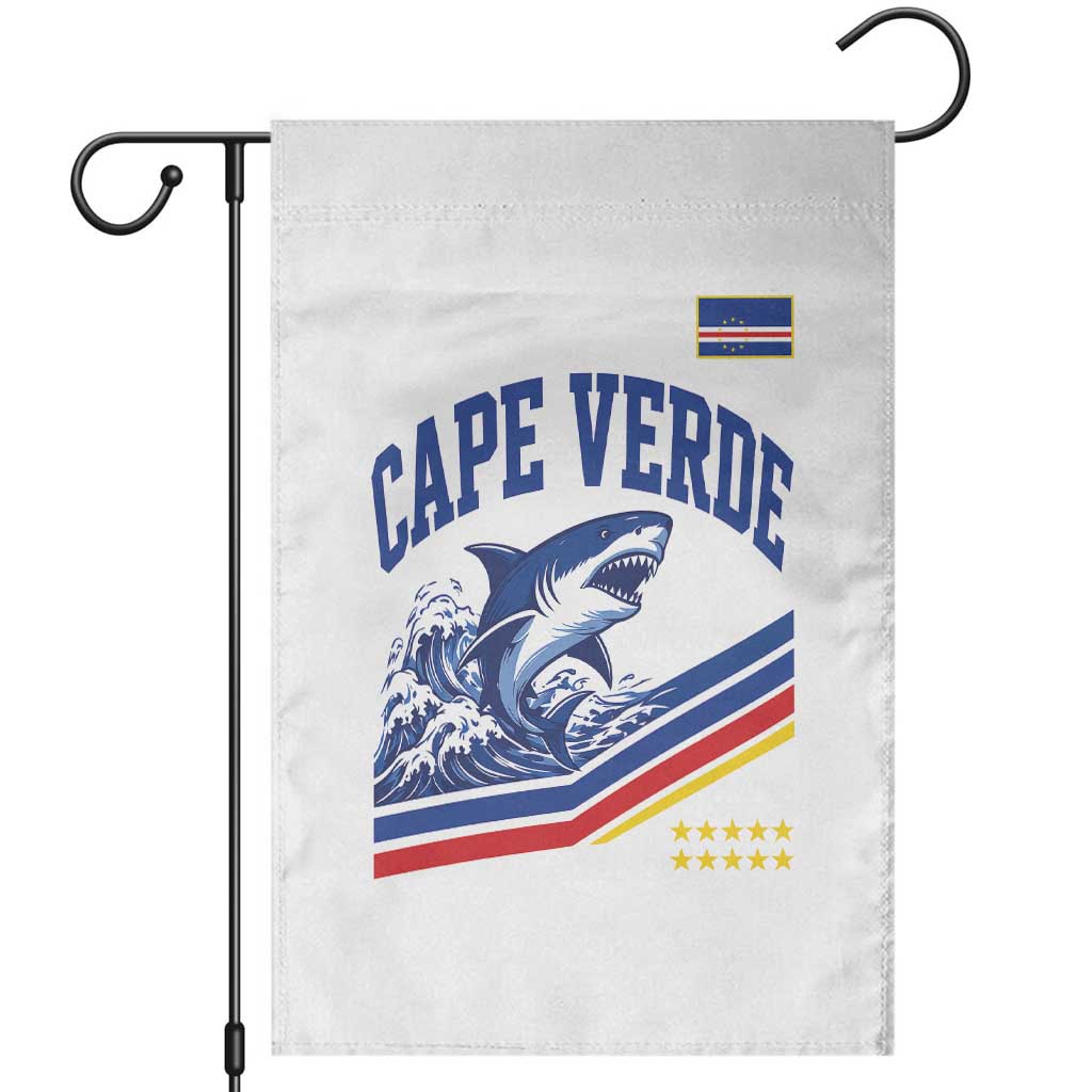 Cape Verde Blue Sharks Ocean Wave Graphic Garden Flag Cabo Verde Pride Sports Fans TS02 White Print Your Wear